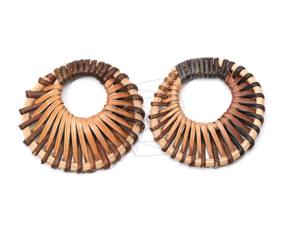 BSC-617-G【2個入り】サークルラタンビーズ,Circle Rattan Beads /45mm x 45mm 1枚目の画像