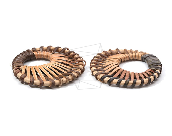 BSC-617-G【2個入り】サークルラタンビーズ,Circle Rattan Beads /45mm x 45mm 3枚目の画像