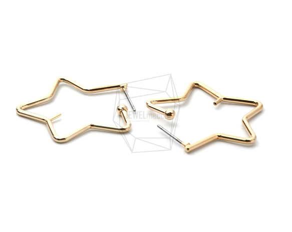 ERG-957-G【2個入り】オープンスターピアス,Open Star Earrings Post 3枚目の画像