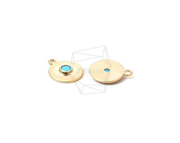 PDT-1948-MG【2個入り】ラウンドターコイズ ペンダント,Round Turquoise Pendant 3枚目の画像