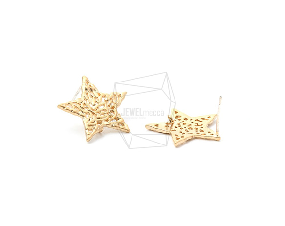 ERG-979-MG【2個入り】レーススターピアス,lace Star Earring Post 2枚目の画像