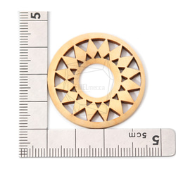 BSC-651-G【4個入り】サンウッドビーズ,Sun Wooden Beads /35mm x 35mm 4枚目の画像