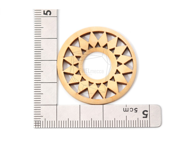 BSC-651-G【4個入り】サンウッドビーズ,Sun Wooden Beads /35mm x 35mm 4枚目の画像