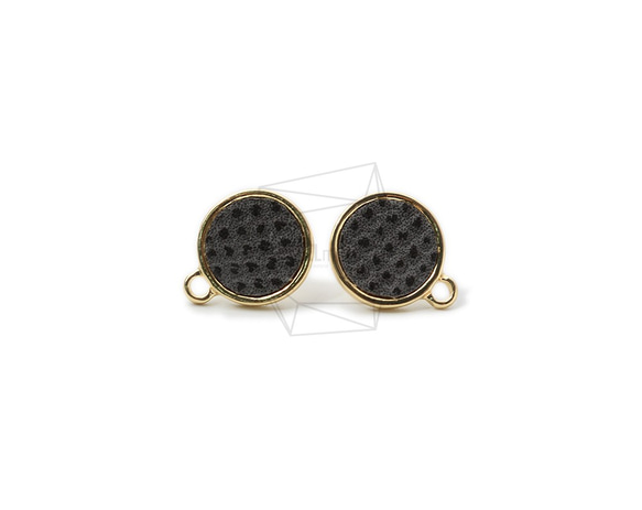 ERG-992-G【2個入り】ラウンドレザーレットピアス  ,Round Leatherette Earring 1枚目の画像