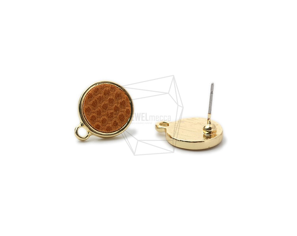 ERG-993-G【2件】圓形人造革耳環，圓形人造革耳環 第2張的照片