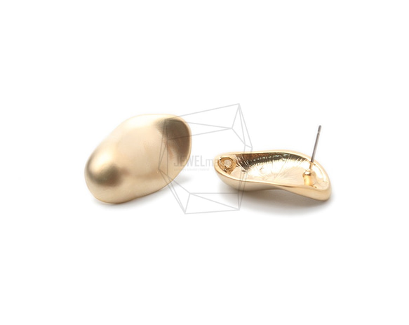 ERG-1010-MG【2個入り】カーブオーバルピアス/Curve Oval Post Earrings 2枚目の画像