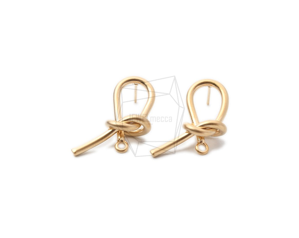 ERG-1023-MG【2個入り】ノットピアス/Knot Post Earrings/19mm X 28mm 1枚目の画像