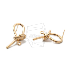 ERG-1023-MG【2個入り】ノットピアス/Knot Post Earrings/19mm X 28mm 2枚目の画像