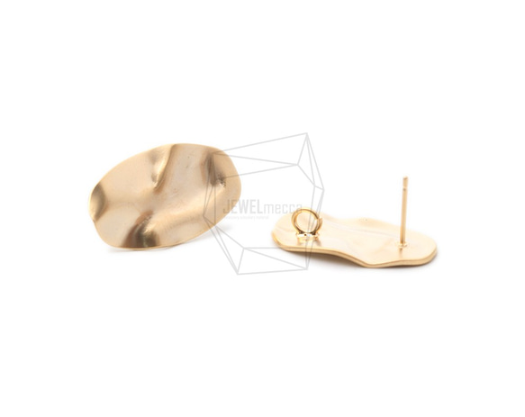 ERG-1034-MG【2個入り】ハンマードオーバルピアス/Hammered Oval Post Earrings 2枚目の画像