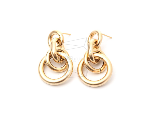 ERG-1038-MG [2pieces] Linked Circle Earrings Post Earr 第1張的照片