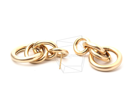 ERG-1038-MG [2pieces] Linked Circle Earrings Post Earr 第2張的照片