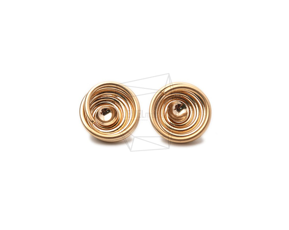 ERG-1042-MG【2個入り】スワールピアス/Swirl Post Earrings/17mm X 17mm 1枚目の画像