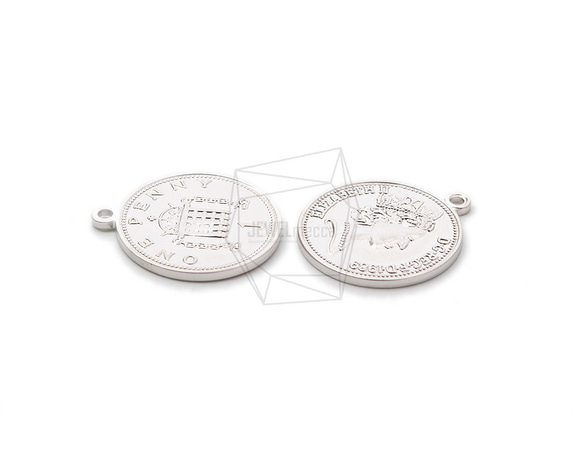 PDT-2062-MR【2個入り】コインペンダント,Coin Pendant/20mm x 23mm 3枚目の画像