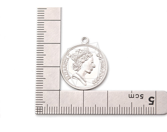 PDT-2062-MR【2個入り】コインペンダント,Coin Pendant/20mm x 23mm 5枚目の画像
