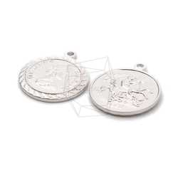 PDT-2064-MR【2個入り】コインペンダント,Coin Pendant/20mm x 23mm 2枚目の画像