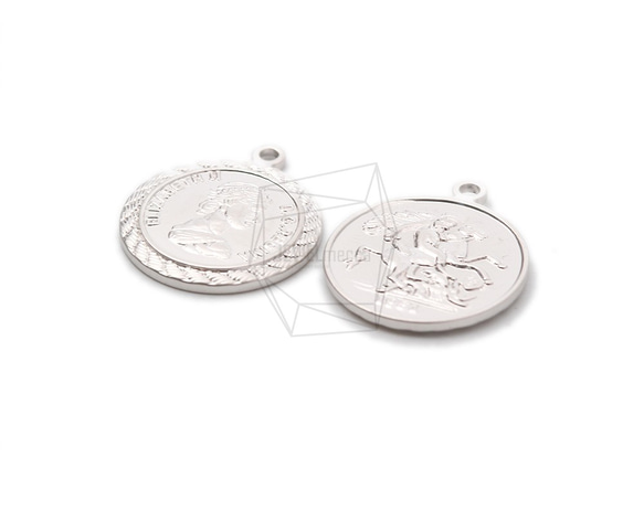PDT-2064-MR【2個入り】コインペンダント,Coin Pendant/20mm x 23mm 2枚目の画像