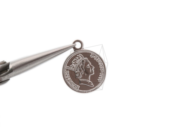PDT-2069-MR【2個入り】コインペンダント,Coin Pendant/16mm x 19mm 4枚目の画像