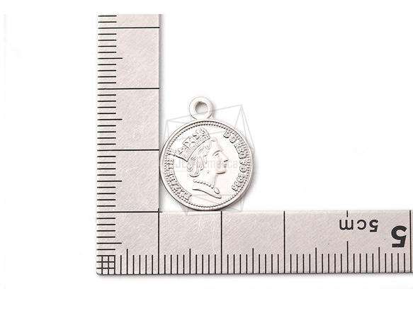 PDT-2069-MR【2個入り】コインペンダント,Coin Pendant/16mm x 19mm 5枚目の画像