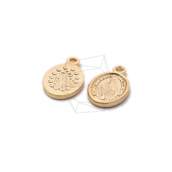 PDT-2079-MG【4個入り】コインペンダント,Coin Pendant/10mm x 16mm 2枚目の画像