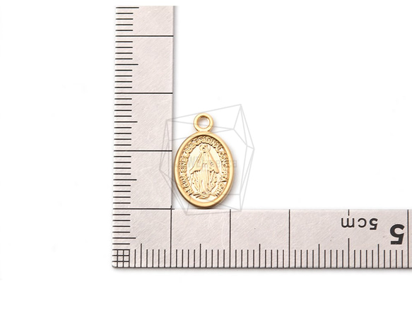 PDT-2079-MG【4個入り】コインペンダント,Coin Pendant/10mm x 16mm 5枚目の画像