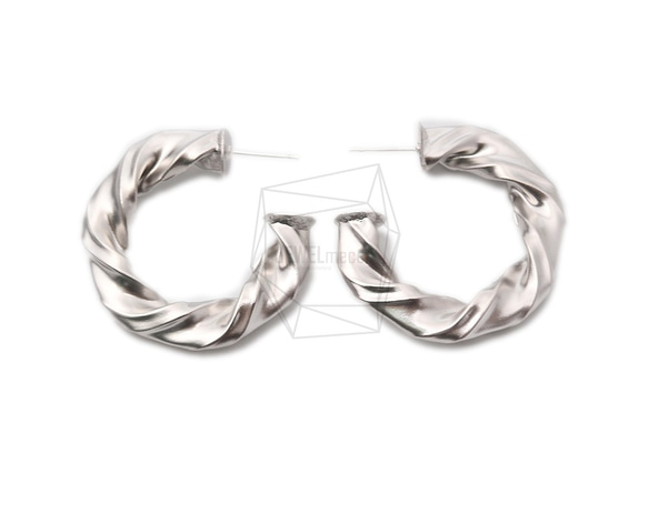 ERG-1075-MR [2件]扭紋圓形耳環，腰帶圓形後耳環 第1張的照片