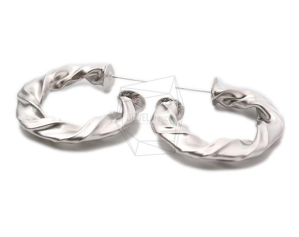 ERG-1075-MR [2件]扭紋圓形耳環，腰帶圓形後耳環 第2張的照片