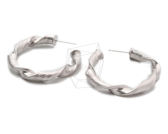 ERG-1076-MR [2件]扭紋圓形耳環，腰帶圓形後耳環 第2張的照片