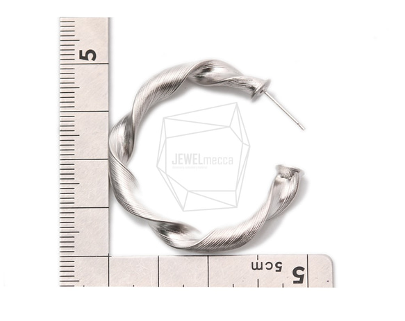 ERG-1076-MR [2件]扭紋圓形耳環，腰帶圓形後耳環 第5張的照片