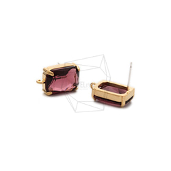 ERG-1081-MG【2個入り】スクエアガラスピアス,Square Glass Post Earring 2枚目の画像