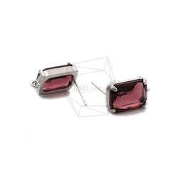 ERG-1081-MR [2 件] 方形玻璃耳環，方形玻璃耳釘 第3張的照片