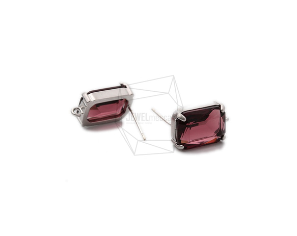 ERG-1081-MR [2 件] 方形玻璃耳環，方形玻璃耳釘 第3張的照片