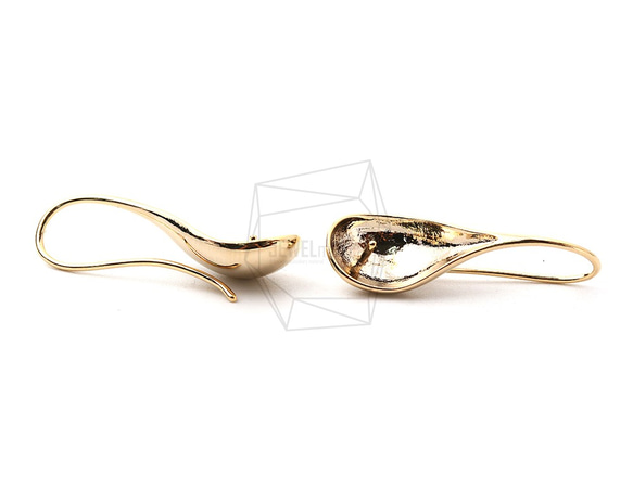 ERG-1086-G【2個入り】リーフフックピアス,leaf Hook Earring,11mm x 33mm 3枚目の画像