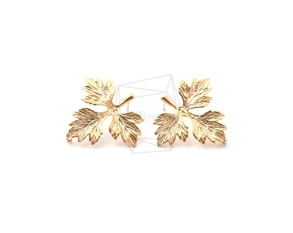 ERG-1117-MG【2個入り】メープルリーフピアス,Maple Leaf Post Earrings 1枚目の画像