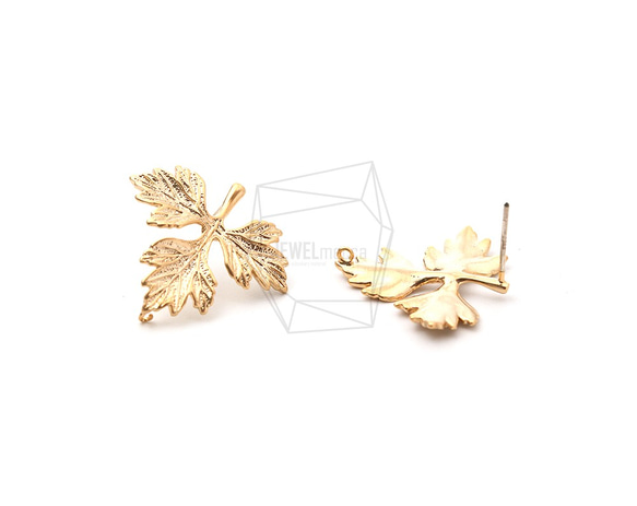 ERG-1117-MG【2個入り】メープルリーフピアス,Maple Leaf Post Earrings 2枚目の画像