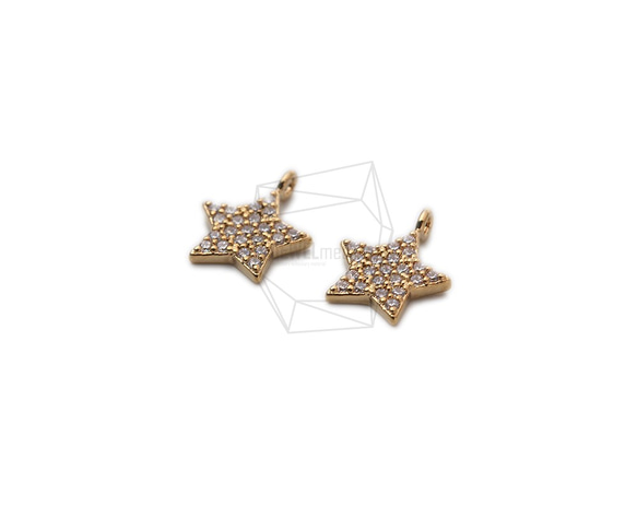 PDT-2125-G【2個入り】スターペンダントペンダント,Star Pendant/10mm X 13mm 2枚目の画像