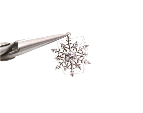 PDT-2163-MR【2個入り】スノーフレークペンダント,Snowflake Pendant/ 16mm x 19mm 2枚目の画像