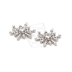 PDT-2163-MR【2個入り】スノーフレークペンダント,Snowflake Pendant/ 16mm x 19mm 4枚目の画像