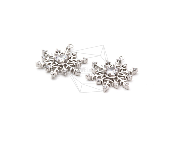 PDT-2163-MR【2個入り】スノーフレークペンダント,Snowflake Pendant/ 16mm x 19mm 4枚目の画像