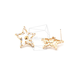 ERG-1141-MG【2個入り】キュービックスターピアス,Cubic Outline Star Post Earrin 2枚目の画像