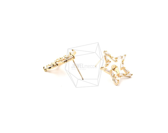 ERG-1141-MG【2個入り】キュービックスターピアス,Cubic Outline Star Post Earrin 3枚目の画像