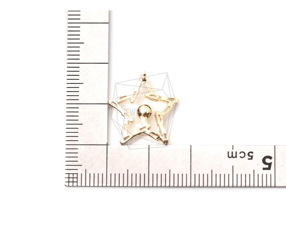 ERG-1141-MG【2個入り】キュービックスターピアス,Cubic Outline Star Post Earrin 5枚目の画像