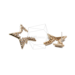 ERG-1152-G【2個入り】キュービックスターピアス,Cubic Outline Star Post Earrin 2枚目の画像