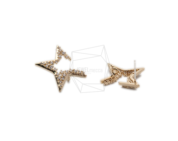 ERG-1152-G【2個入り】キュービックスターピアス,Cubic Outline Star Post Earrin 2枚目の画像