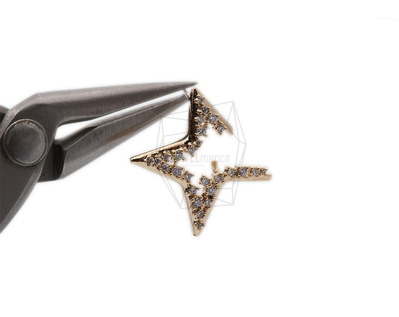 ERG-1152-G【2個入り】キュービックスターピアス,Cubic Outline Star Post Earrin 4枚目の画像