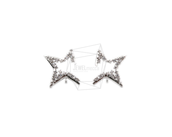 ERG-1152-R【2個入り】キュービックスターピアス,Cubic Outline Star Post Earrin 1枚目の画像