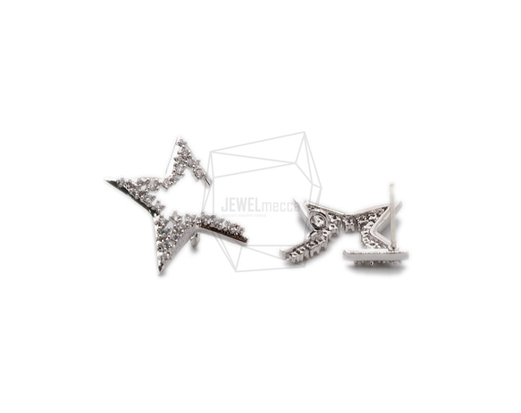 ERG-1152-R【2個入り】キュービックスターピアス,Cubic Outline Star Post Earrin 2枚目の画像