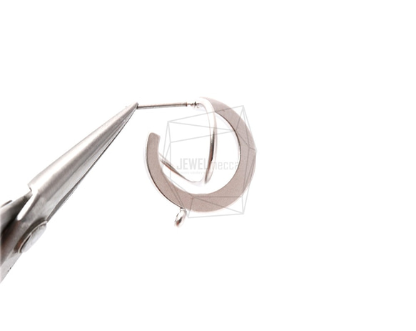 ERG-1164-MR【每包2件】3D曲線耳環，3D曲線後耳環/ 16mm x 20mm 第4張的照片