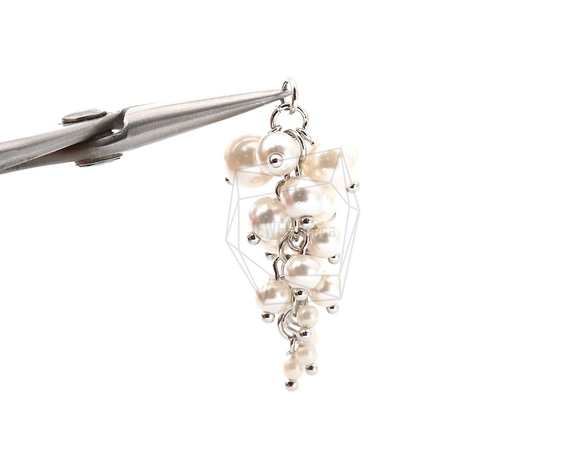 ERG-1198-R【2個入り】パールバンチピアスチャーム,Pearl Bunch Earring Charm 4枚目の画像