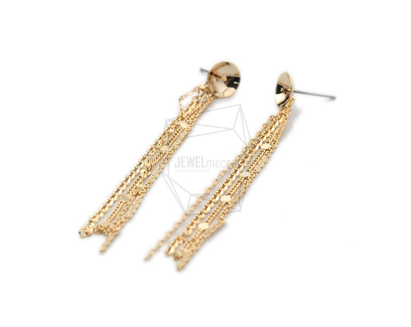 ERG-1223-G【2個入り】チェーンタッセルピアス,Chain tassel Post Earring 2枚目の画像