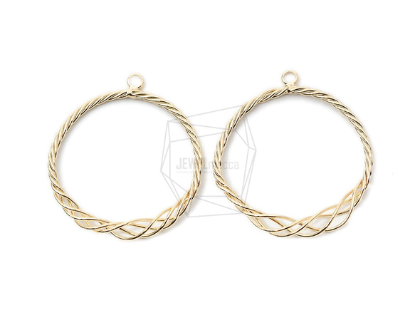 PDT-2190-G【2個入り】ワイヤーツイストリングペンダント,Wire Twist Ring Pendant 1枚目の画像